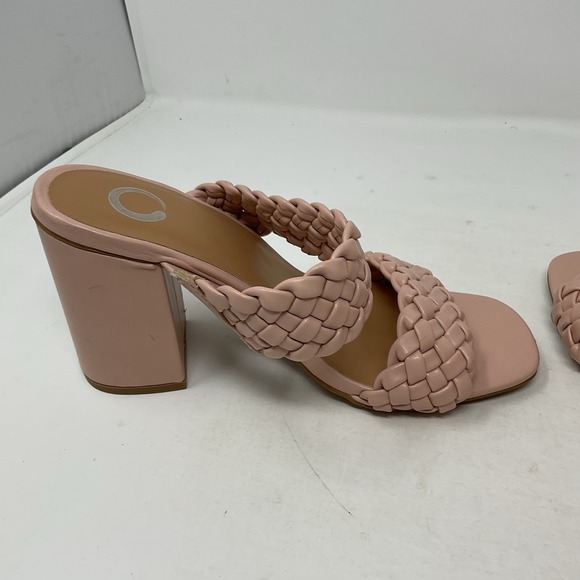 Journee Melissa Sandals Womens 8 Pink Woven Straps Block Heel Slip On Shoes - Picture 7 of 10